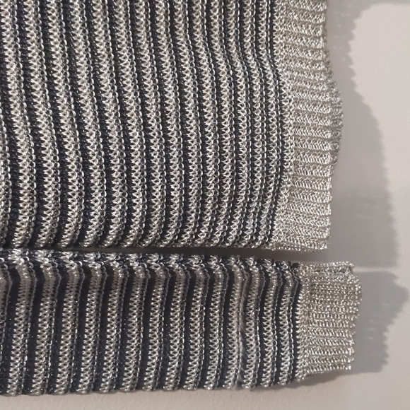 Balmain Silver and Black Striped Cable Knit Metallic Sweater - Picture 4 of 10